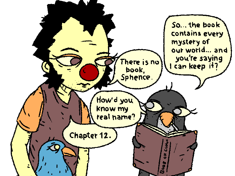 Purple acquires the book of the clown